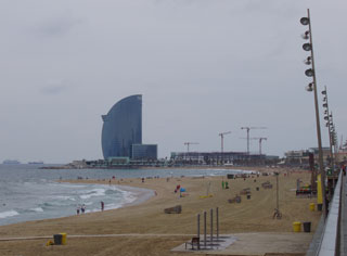 Vy över stranden i Barcelona Vy över stranden i Barcelona